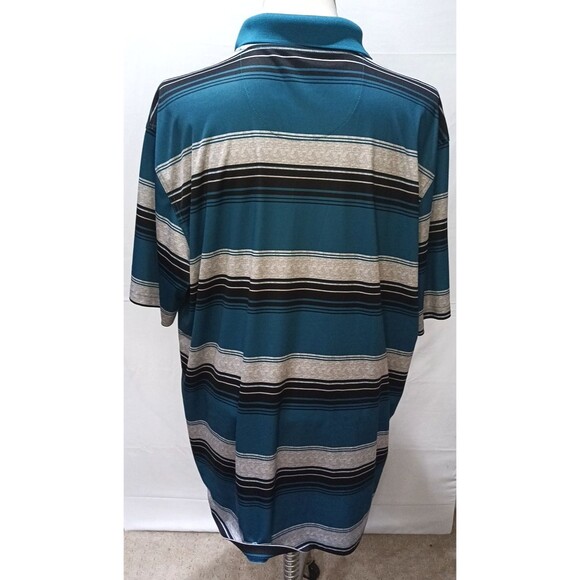 Grand Slam Performance Golf Polo Teal Black Gray Stripe Shirt Mens Size XXL - Picture 3 of 12
